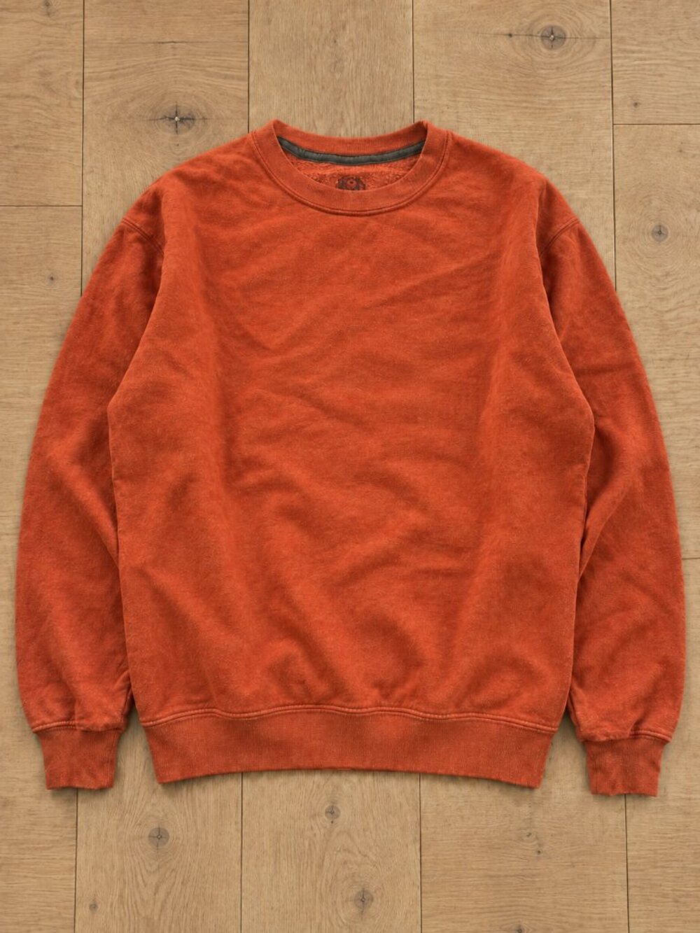 Orange Crewneck Sweatshirt Blank Boxy Faded Burnt Orange Streetwear M